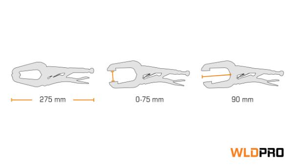 Svejsetang D14NS lav C-klemme aflange tryksko uden overfladebehandling (280 mm / 11